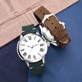 BISONSTRAP Watch Strap for Men, Handmade Stitching Leather Strap, Quick Release, 18 mm, 20 mm, 22 mm, Strap.