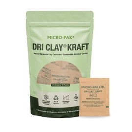 Micro-Pak Dri Clay Kraft, Highest Moisture Absorption Desiccant Packs, Silica Gel Packets Alternative, Food Safe Bentonite Clay, Desiccant Packs for Storage, Moisture Absorbers for Closet, 33gx15pcs
