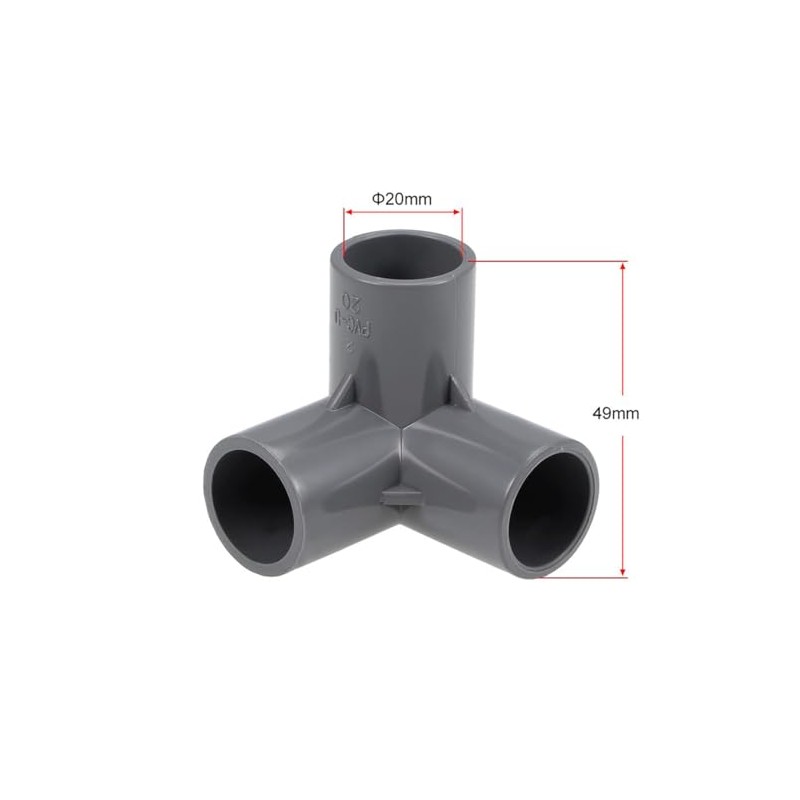 TOP-VIGOR 2Pcs 20mm 3 Way Elbow PVC Pipe Fitting, Tee