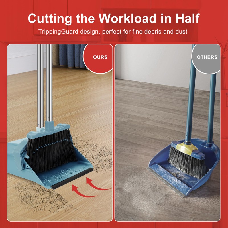 Tiumso Upgrade Broom and Dustpan Set, Broom with Dustpan Combo
