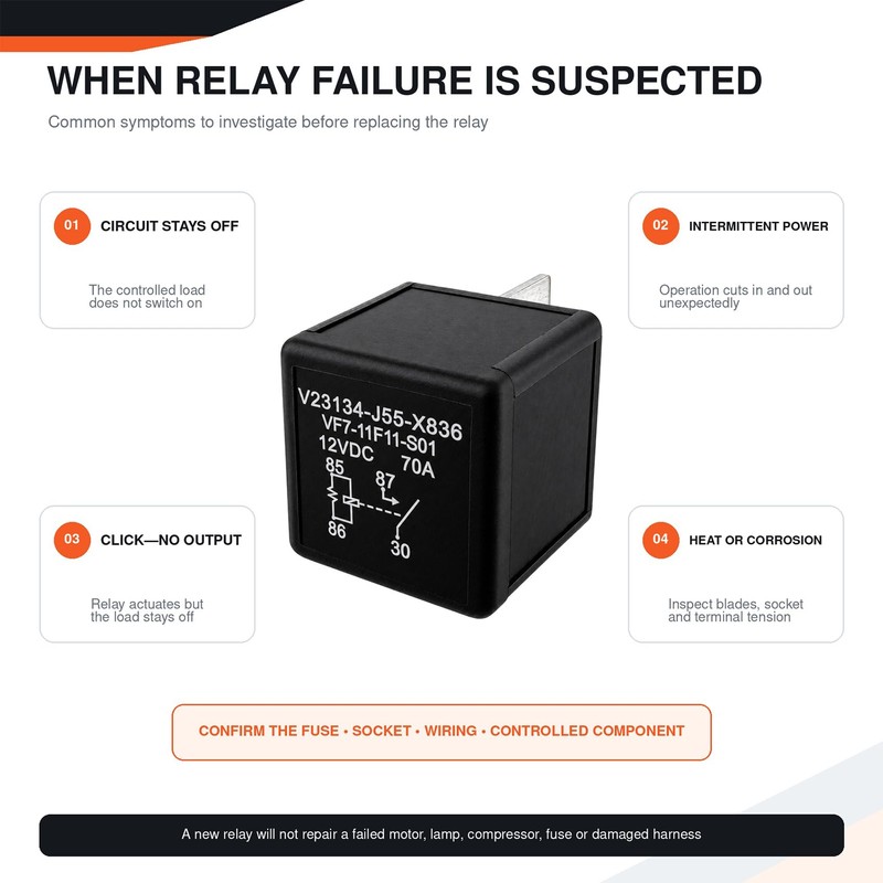 VF7-11F11-S01 12VDC 70A 4-Pin SPST-NO Relay (2-Pack)