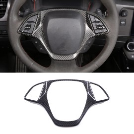 carcartrim-2022 Real Carbon Fiber Steering Wheel Frame Cover For Corvette C7 2014-2019