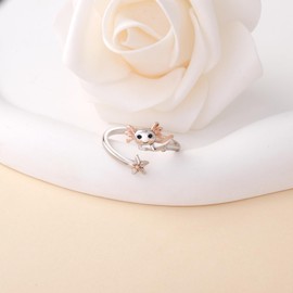 Cute Axolotl Rings for Women - 925 Sterling Silver Axolotl Rings Cute Animal Ring Hypoallergenic Jewelry Gifts for Women