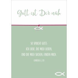 Glücksschmiedin - Christian card with blessing saying and bracelet in pink with silver fish pendant, handmade in Germany