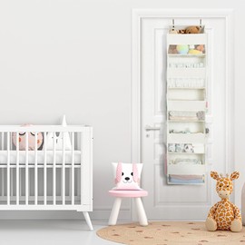 GRANNY SAYS 2 Pack 5-Shelf Over the Door Organizer, Hanging Door Organizer with 5 Large Capacity Pockets and 8 Mesh Pockets, Swing-proof Behind Door Organizers and Storage, Beige