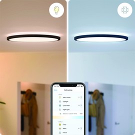 WiZ Tunable White Superslim Smart Connected WiFi Ceiling Mounted Light [White - 14W] Cool to Warm White Light, App Control for Home Indoor Lighting, Livingroom, Bedroom.