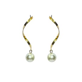 Golden Wave Pearl Earrings – Elegant Dual-Tone Jewelry Set