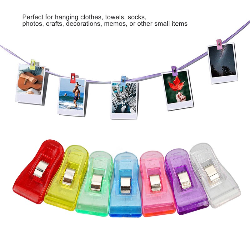 100 Pcs Plastic Clip Colorful Clear Clothespins Photos Crafts Memos