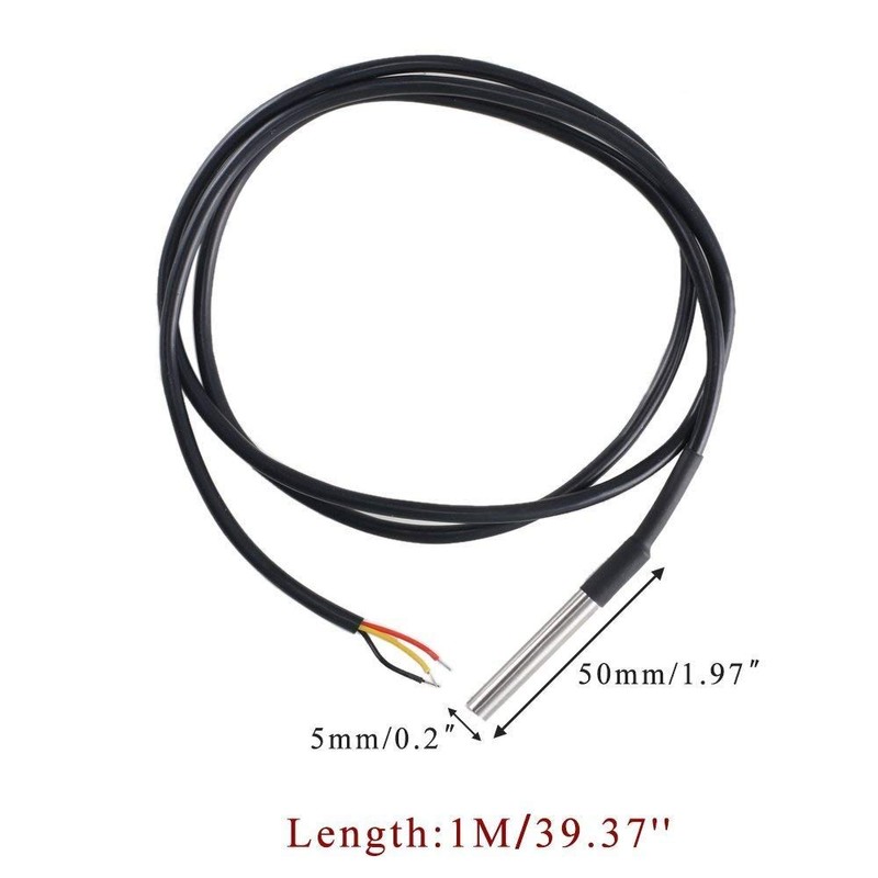 Hailege 5pcs DS18B20 Temperature Sensor Temperature Probe Stainless Steel Package