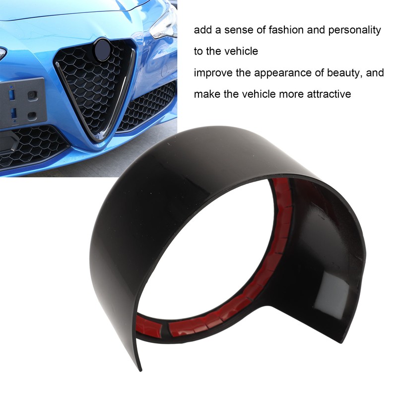 Front Grille Emblem Logo Ring Glossy Black Exterior Badge Decoration