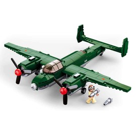 Sluban Clamping Blocks SL95559, WWII - Allied Bomber (312 Pieces) [M38-B0688], Play Set, Clamping Blocks, Soldiers, with Toy Figure, Army WWII, Multi Colour
