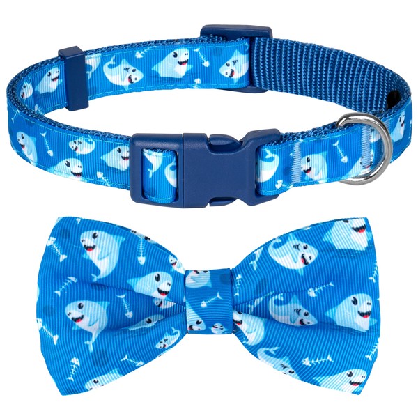 azuza Dog Collar with Bow Tie, Soft and Comfortable Adjustable