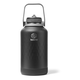 Takeya Sport Insulated Water Bottle with Straw Lid (64 oz, Obsidian) - Triple Wall, Leakproof, Stainless Steel Water Bottle for Gym & Outdoor Use