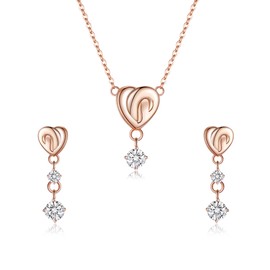 EVER FAITH Infinity Heart Necklace Dangle Earrings Set Round Cut Jewellery Sets Gifts for Birthday/Valentine's Day/Mother's Day Women, Cubic Zirconia, Cubic Zirconia