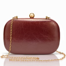 CARIEDO Evening Clutch Bag Solid Color PU Leather Formal Handbag Suitable for Wedding/Prom/Black Tie Events, 991-maroon
