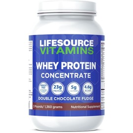 LifeSource Vitamins 3lb Grass Fed Whey Protein Concentrate - Chocolate w/Stevia - 3 lb Powder