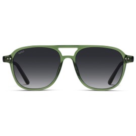 WearMe Pro Polarized Aviator Classic Double Bridge Women's Sunglasses (Emerald Green/Gradient Black Lens)