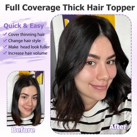 Human Hair Topper for Women Wavy Hair Topper for Women with Thinning Hair Dark brown Hair Topper 14inch Wavy Hair Topper Hair Pieces for Women Wig Topper for Thinning Hair Curly hair topper#2