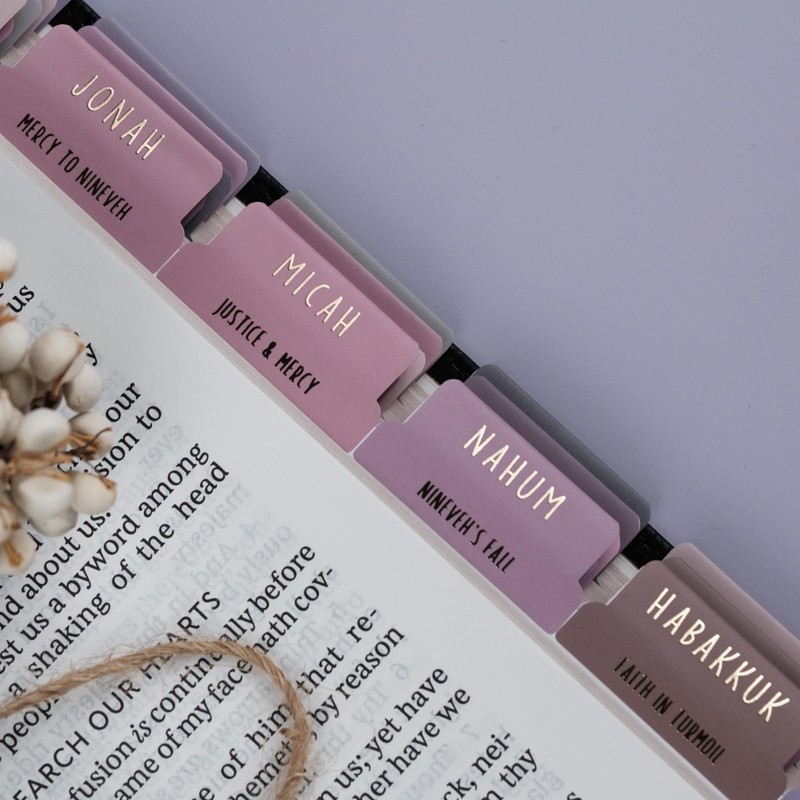 UPAFEXXI-Laminated Bible Tabs with Book Summaries(Gold Foil Embossed Lettering), Bible