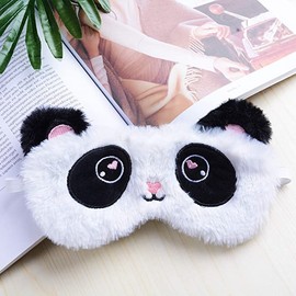 BE Cute Plush Sleep Mask, Cat Panda Bunny Blindfold Eye Cover for Kids Girls Boys Women Gift (Panda)