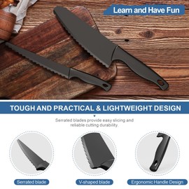 kiddi cookie 2pcs Nylon Knife, Kitchen Nylon Knives for Nonstick Pan with Serrated Blade, Safe for Kid, High Temperature Resistance