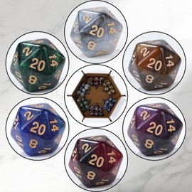 GU BEI TE DND Dice, 42-Piece Polyhedral Dice Set for D&D - Includes 6 Colorful Dice Bags & PU Leather Velvet Dice Tray - RPG MTG Dungeons and Dragons Table Games Accessories(Glitter)