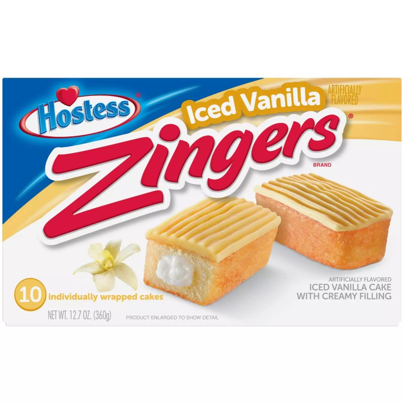 HOSTESS Iced Vanilla ZINGERS, Iced Vanilla Cakes-12.70 oz, 10 Count