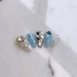 Blue Moon-Handmade Nail Tips  - Almond / 블루문-수제네일팁  - 아몬드