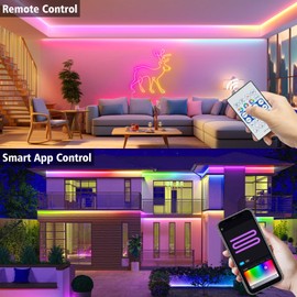 DBFAIRY Smart Neon Rope Light, 16.4ft RGB Color Changing IC Flexible Neon Strip Lights with App Remote Control Music Sync,Silicone Flex Waterproof DIY Neon Strip Lights for Christmas Living Room Game