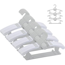 METOY Baby Hangers for Closet,20 Pack Infant Hangers,Non-Slip and Extendable Plastic Children's Newborn Baby Hangers 11"-14" Adjustable Children Coat Hanger for Girl Boy Toddler Kids Child (Grey)