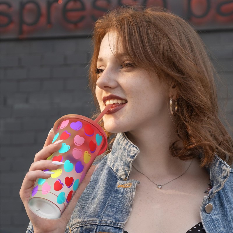 Color Changing Cups, 24 oz Plastic Reusable Tumblers with Lids