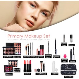 POPFEEL Professional Makeup Set, 24 Piece Set, Full Beauty Makeup, Makeup Set, Cosmetics Set, Beginner Set (Includes Lipstick, Lip, Eyeshadow, Eyeshadow Palette, Eyeliner Pencil, Mascara,