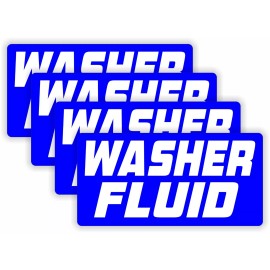 Unbranded 4-pack 2x4 inch WASHER FLUID Vinyl Stickers Decals Labels