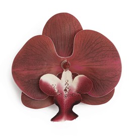 Colorful Blossom Floral Orchid Brooch Butterfly Orchid Flower sBarrette Flower Brooch Fashion Three-Dimensional Petal Barrette Jewelry for Women (Red)