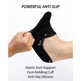 Pro Mountain No Show Socks Women Wide Toe Box For Health Y Heel Forefoot Size S Black 4 Pack Cotton Cushion Footies Loafer Sneakers US Shoe 6-8