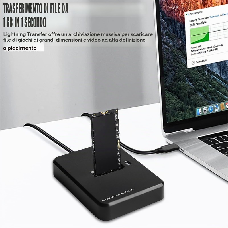 Docking station per dischi rigidi, M.2 NVME e SATA, docking