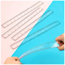 Clear Ruler 12 Inch, 4 PCS Plastic Rulers, High Transparent Straight Ruler with Accurate Measurements, Easy to Read
