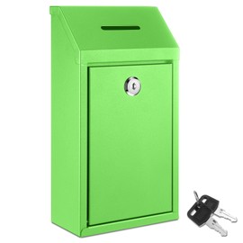 Yaocom Metal Donation Cash Box Collection Safe Suggestion Box with Lock Wall Mounted Mailbox Delivery Ballot Container for Home Office Outdoor Door