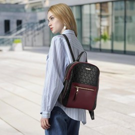 DORRISO Women Fashion Backpack Handbag Backpack for Ladies Elegant Shoulder Bag Cute Clutch Bag 3PCS Set Travel Waterproof Daypack Set for Office Dating Holiday PU Leather Black Red