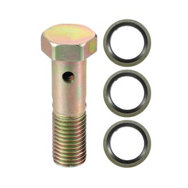 VekAuto Double Banjo Bolt Kit, M12x1.5 Length 48mm Metric Thread Turbo Brake Line Fitting Adapter Universal for Car Durable Metal Bronze Tone W/Washer Spacer