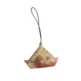 SS Georgie Boat Scary Clown Horror Movie Engraved Printed Wooden Rear View Mirror Car Charm Dangler - Gifts for Him, for Her, for Boys, for Girls, for Husband, for Wife, for Them, for Men, for Women