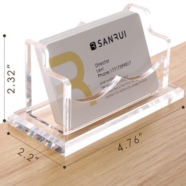 SANRUI Clear Horizontal Business Card Holder Stand for Desk, Acrylic Desktop Display Name Cards Holders Organizer Storage Rack,for Exhibition, Home , Office ,1 Tier 1 Pocket , 60 Card Capacity