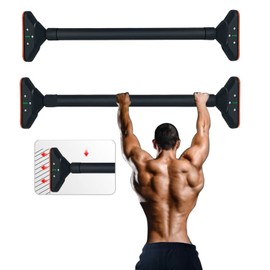 FREHOMEE Pull Up Bar for Doorway,Chin Up Bar for Body Workout,Narrow pads,Home Gym Exercise Fitness with Level Meter and Adjustable Width (Long 95-122cm)