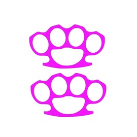 (NOT Real) Brass Knuckles Street Stickers (2 Pack) - Size: 5", Color: HOT Pink - Windows, Walls, Bumpers, Laptop, Lockers, etc.