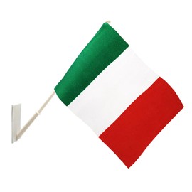 Italian National Flag for Desk, Office, Car Window 5.5 x 8.25 inches with Stand of 10.6 inches - Small Italian Flag with Wall Pole, SUV, Truck, Boat
