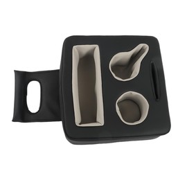 TJHSM Leather Black Tray Double Cup Holder for Sofa Storage Organizer Replacement for Vehicle Backseat Bed Yacht 3.54-3.94 in Wide