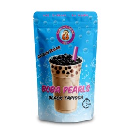Premium Quick Cook REAL Tapioca Black (Brown Sugar) Boba Pearls By Buddha Bubbles Boba 10 Ounces (283 Grams) (10 Ounces, Brown Sugar)
