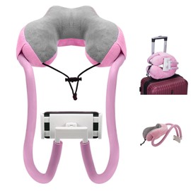 Chapter Seven U Pillow Neck Phone Holder, Lazy Bracket - 360 Rotation Universal Mobile Phone & Tablet Stand for Home, Travel & Outdoor (Pink)
