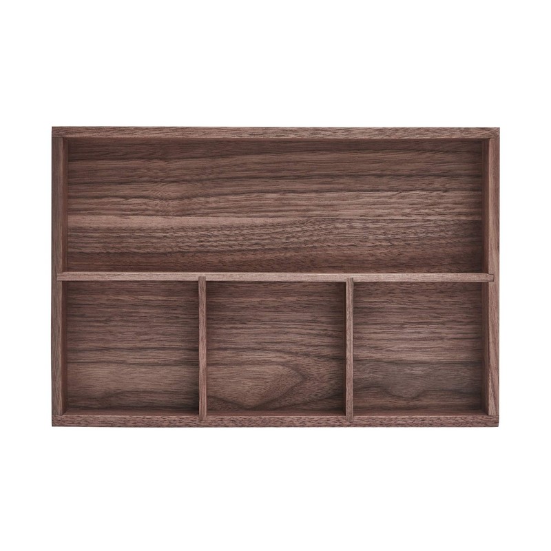 Pandapark Wood Organizer Tray,Black Walnut,Desk & Drawer Storage Box (Walnut