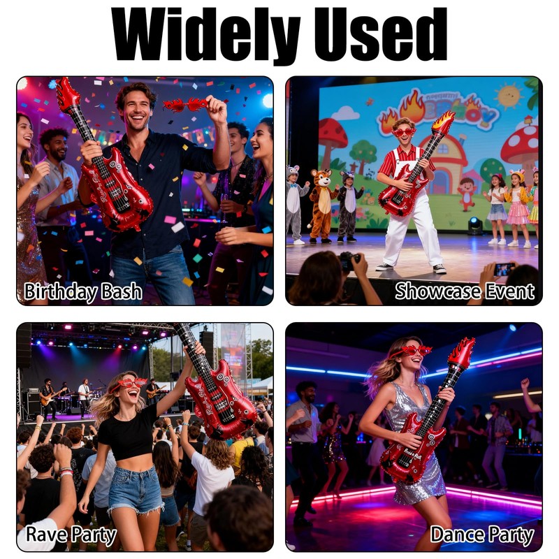 18 Pcs Photo Booth Props, Inflatable Party Props with Guitar,